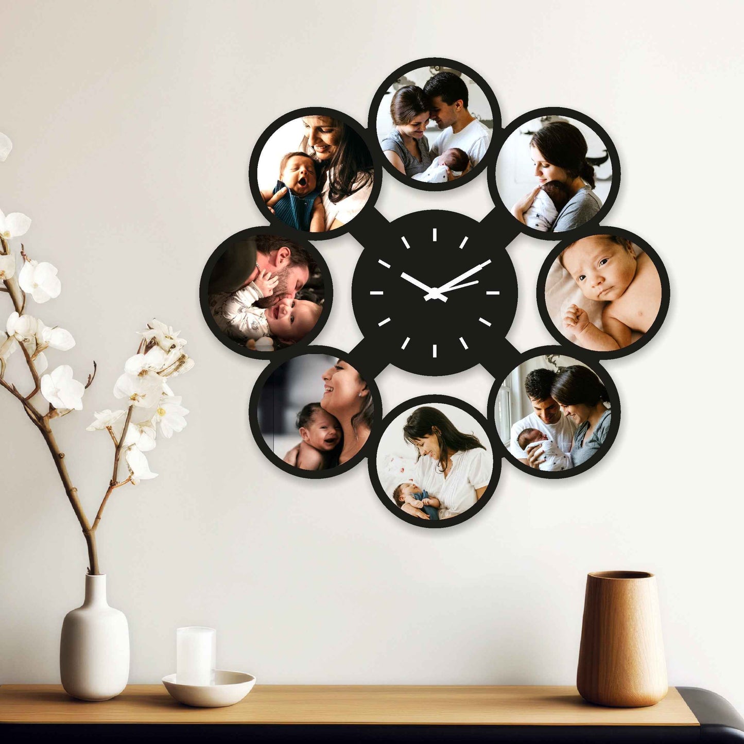 Large Round Personalized Clock – Showcase 8 Cherished Memories - Amoreta