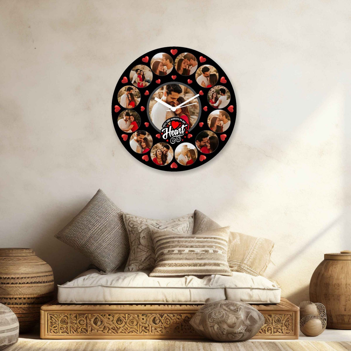 Square Designer Wall Clock – Personalize with 13 Photos for Your Special Moments - Amoreta