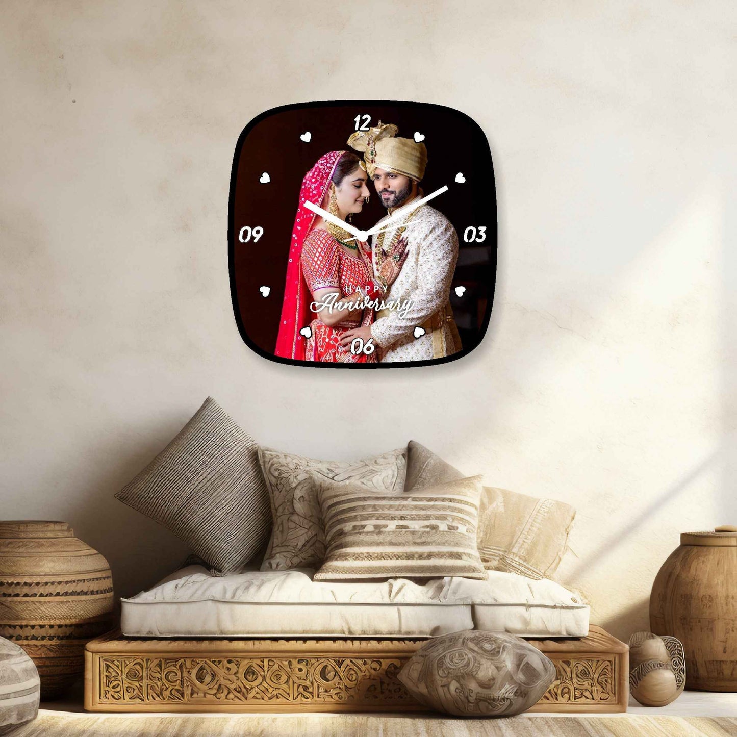 Custom Curved Designer Wall Clock – Personalize with Your Photo & Text Message