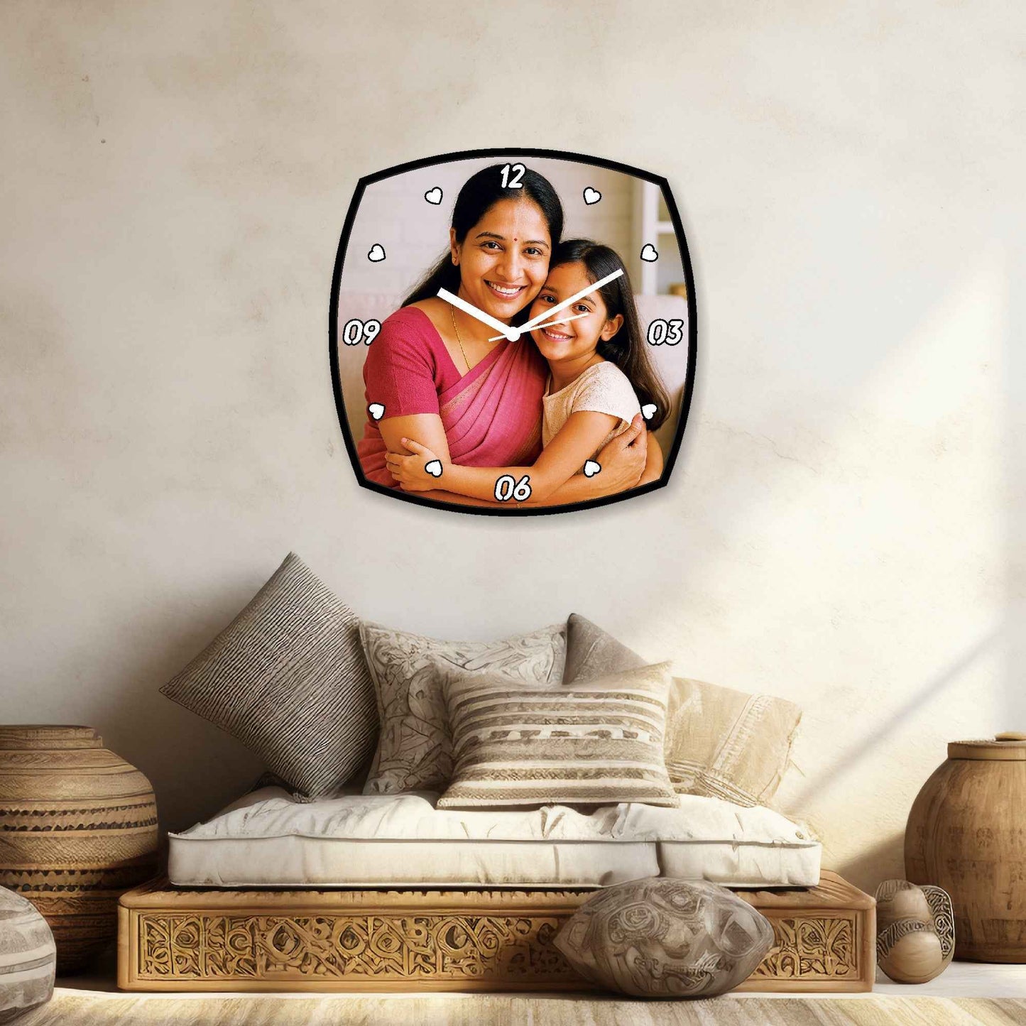 Mother’s Day Personalized Curved Wall Clock – Custom Photo Gift for Mom