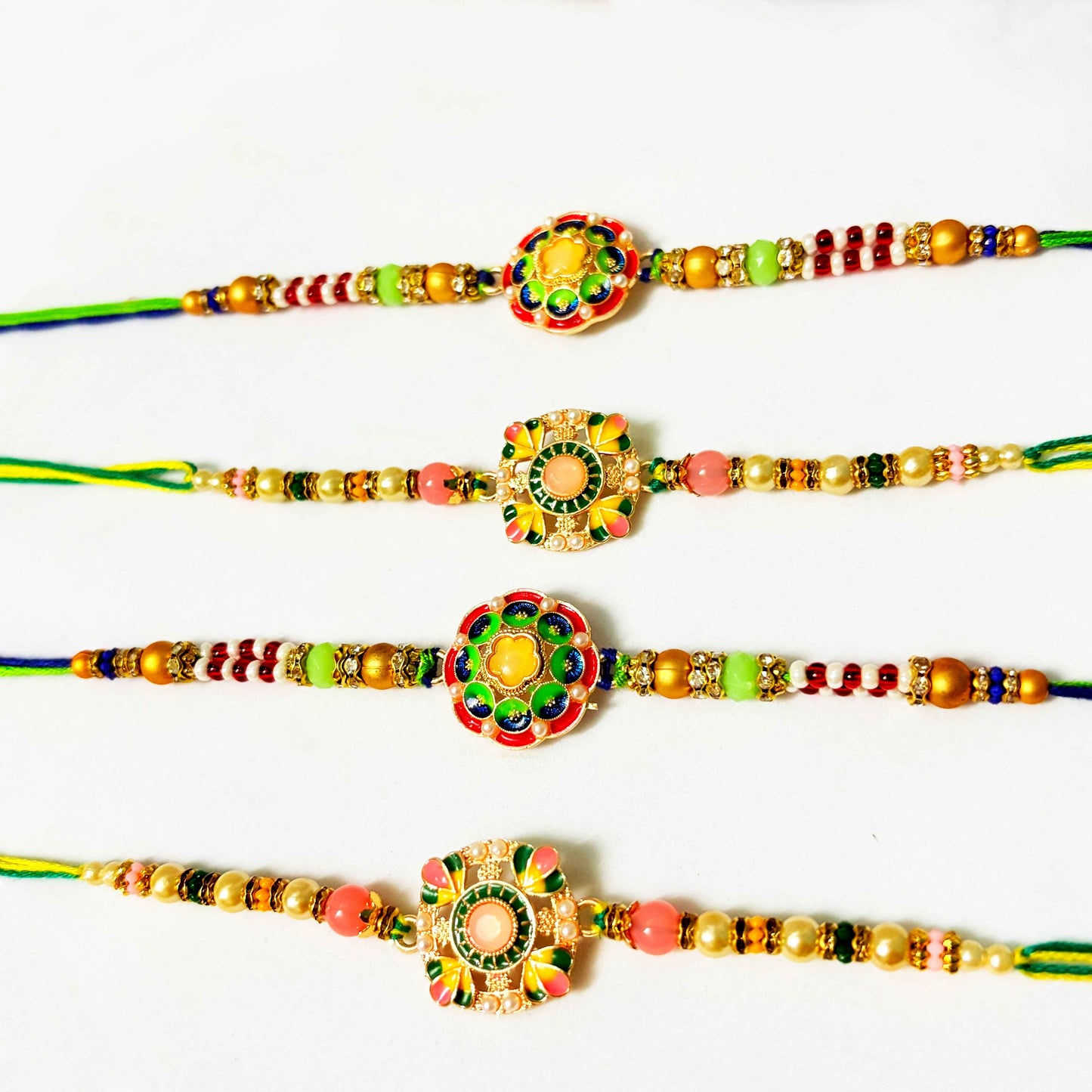 Designer Rakhi Set – Pack of 4 Traditional Rakhis for Brothers