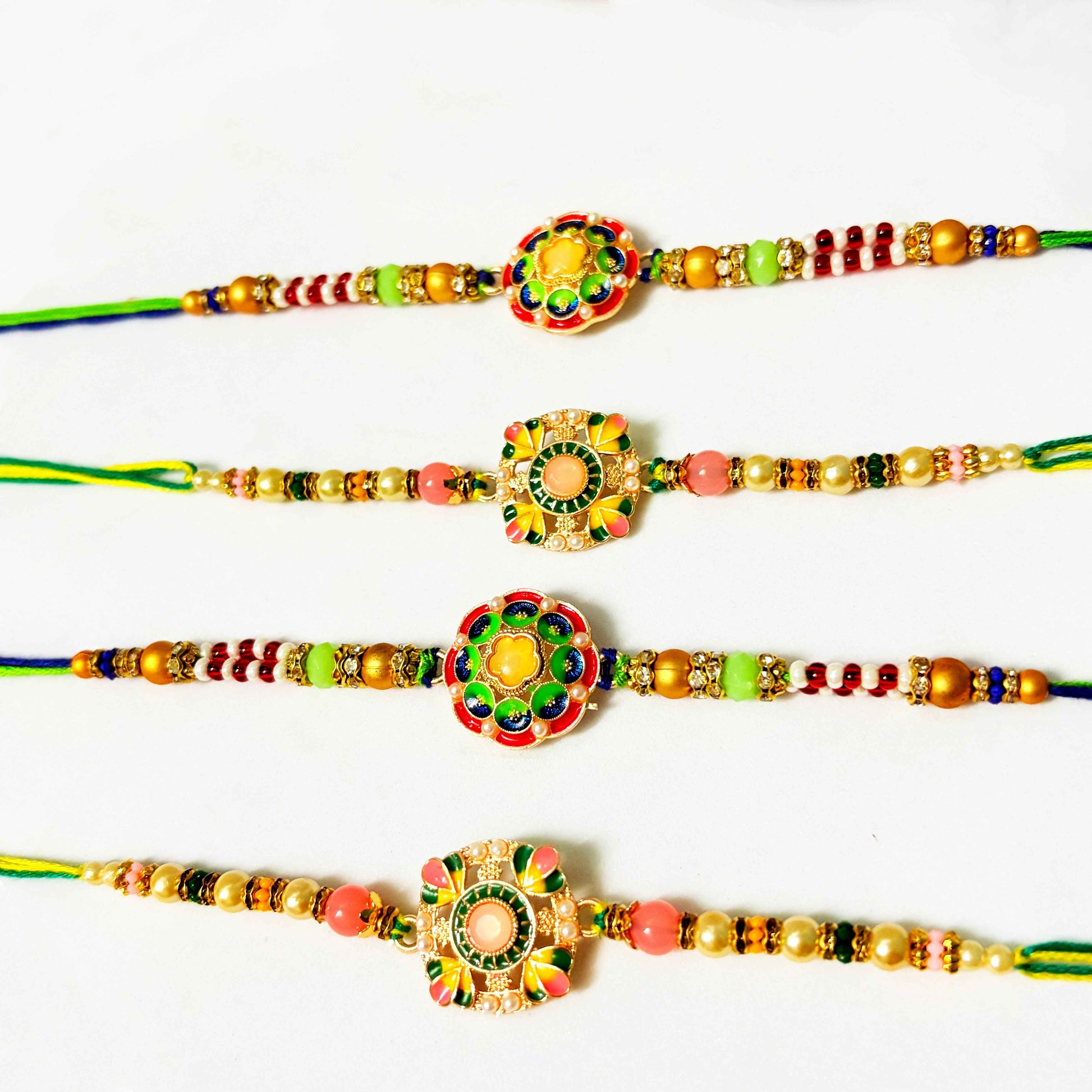 Designer Rakhi Set – Pack of 4 Traditional Rakhis for Brothers