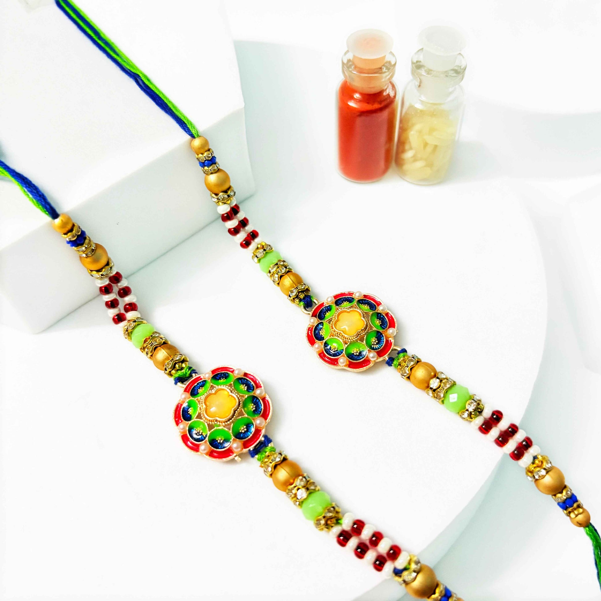 Designer Rakhi Set – Pack of 4 Traditional Rakhis for Brothers