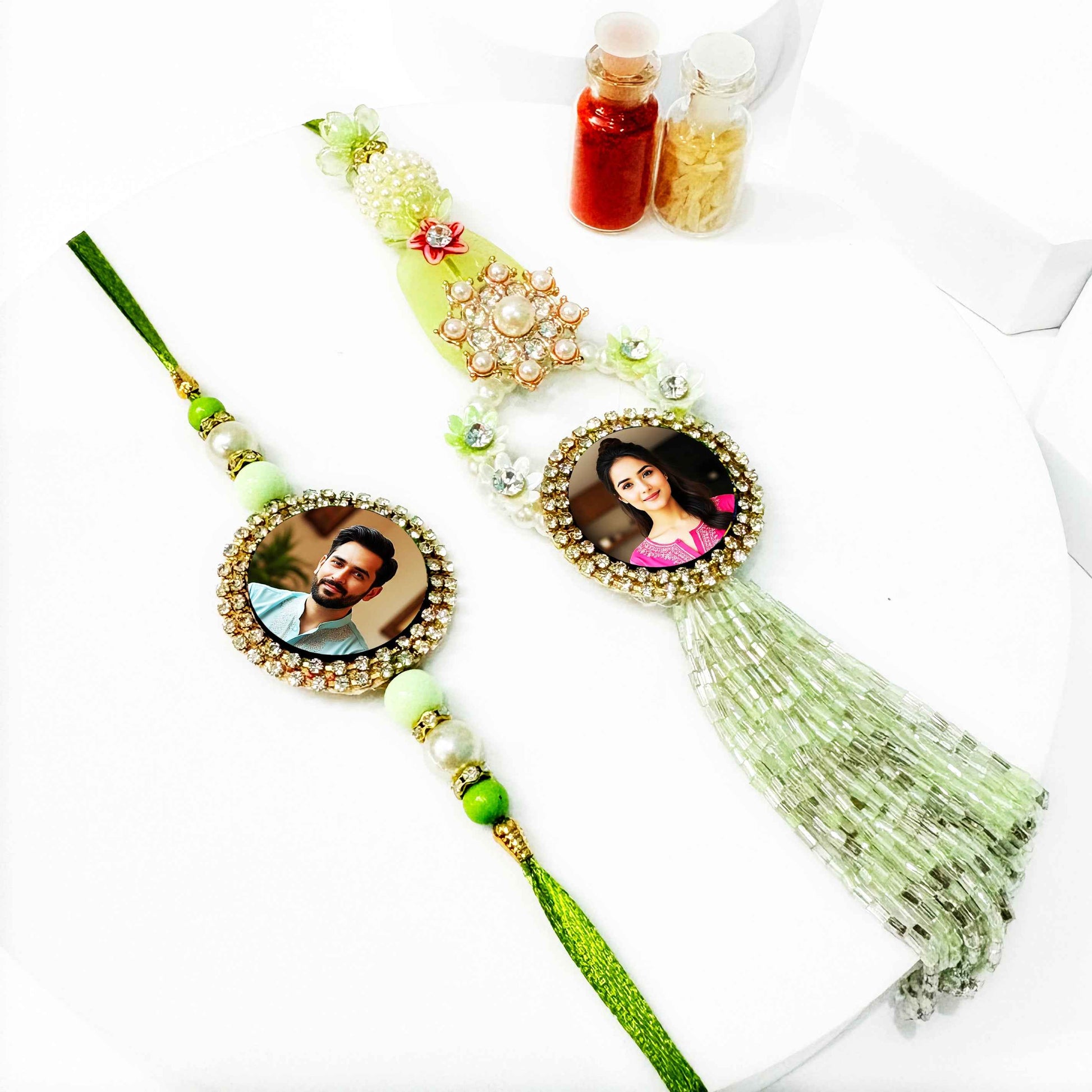Customized Pair Rakhi with Dry Fruits & Chocolate Gift Combo