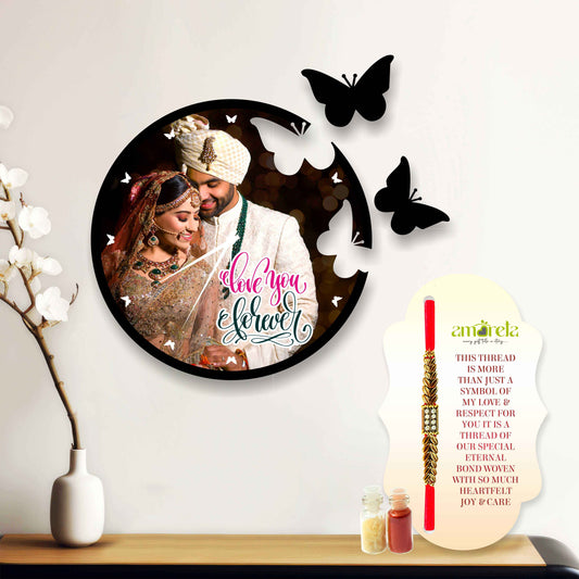Customized Photo Clock With Rakhi (12x12 inch)