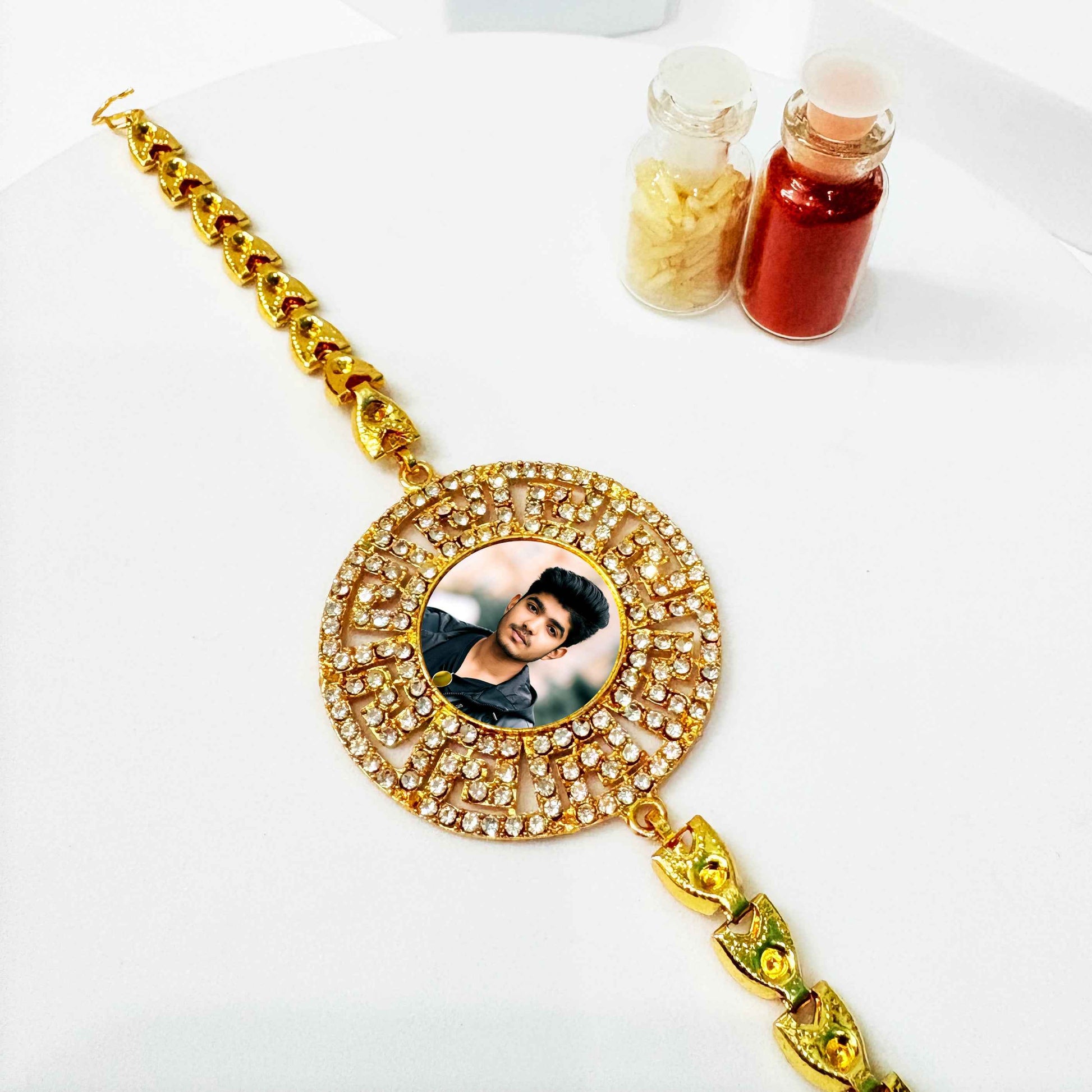Rakhi Combo (2 Rakhi Set) - Personalized Photo Bracelet Style Rakhi for Brother