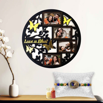 Butterfly Photo Frame With Rakhi – Personalized (15x15 inch)