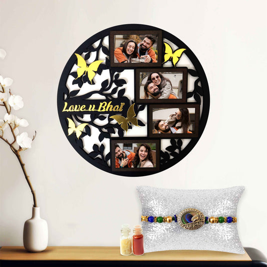 Butterfly Photo Frame With Rakhi – Personalized (15x15 inch)