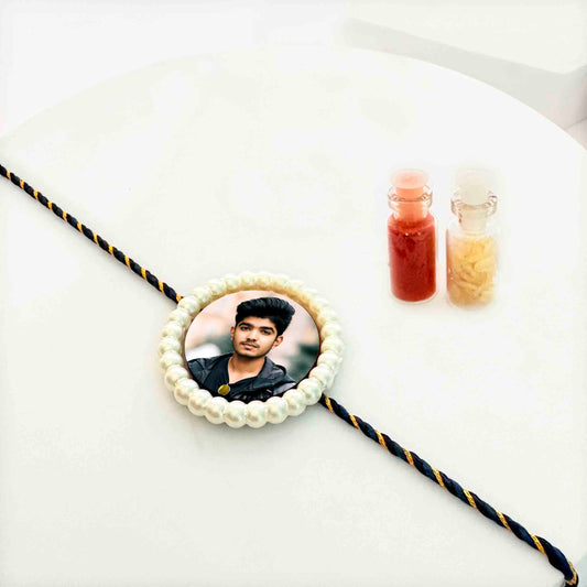 Customized Photo Pearl Rakhi for Brother
