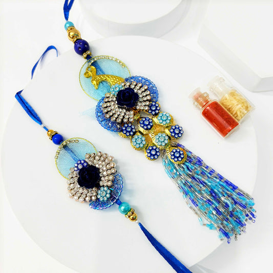 Couple Rakhi - Peacock Theme - Designer Rakhi for Bhaiya and Bhabhi