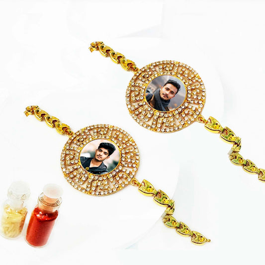Rakhi Combo (2 Rakhi Set) - Personalized Photo Bracelet Style Rakhi for Brother