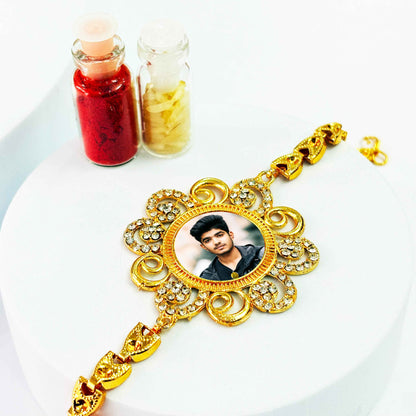 Designer Car Dream Catcher with Personalized Bracelet Photo Rakhi – Rakshabandhan Combo Gift