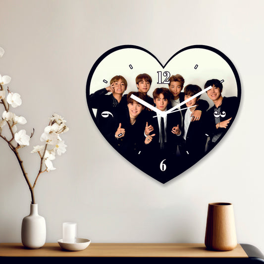 BTS Heart-Shaped Wall Clock – Show Your Love for BTS in Style