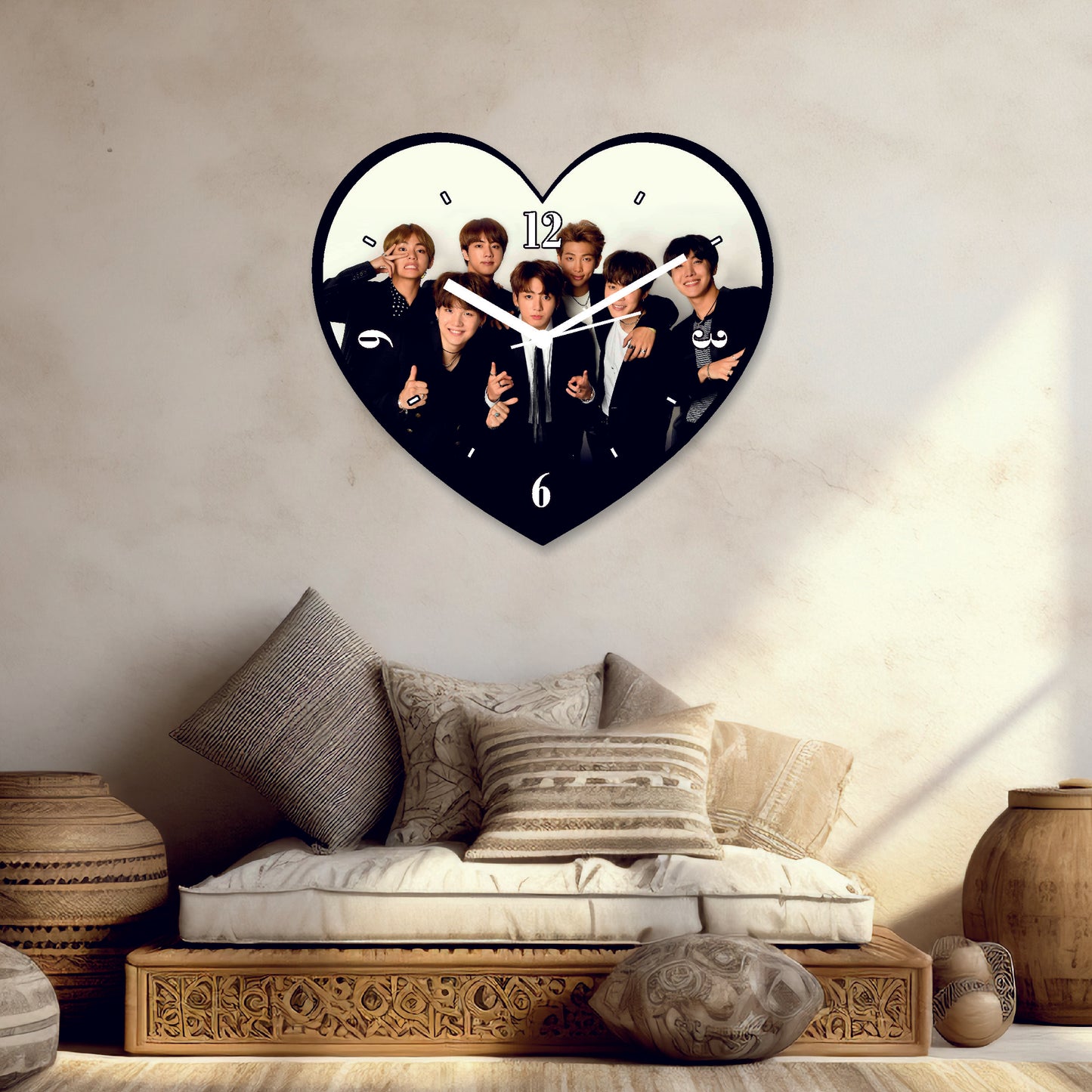 BTS Heart-Shaped Wall Clock – Show Your Love for BTS in Style