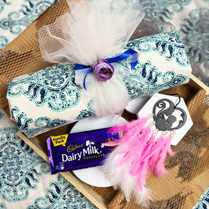 Mother’s Day Gift Hamper – Bedsheet + Dairy Milk + Car Dream Catcher Combo