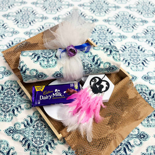 Mother’s Day Gift Hamper – Bedsheet + Dairy Milk + Car Dream Catcher Combo