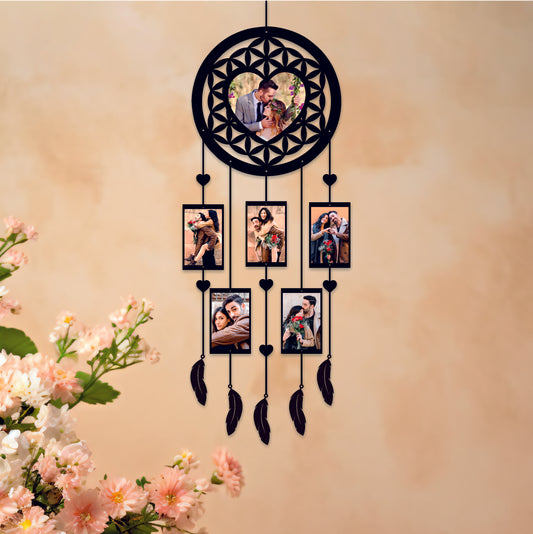 Personalized Photo Frame Dream Catcher – Display 6 Photos in a Stylish Collage