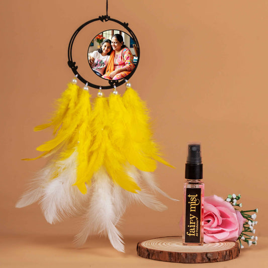 Fairy Dream Catcher Wall Hanging for Mother's Day – Big Size with Pink Feathers & Optional LED Light