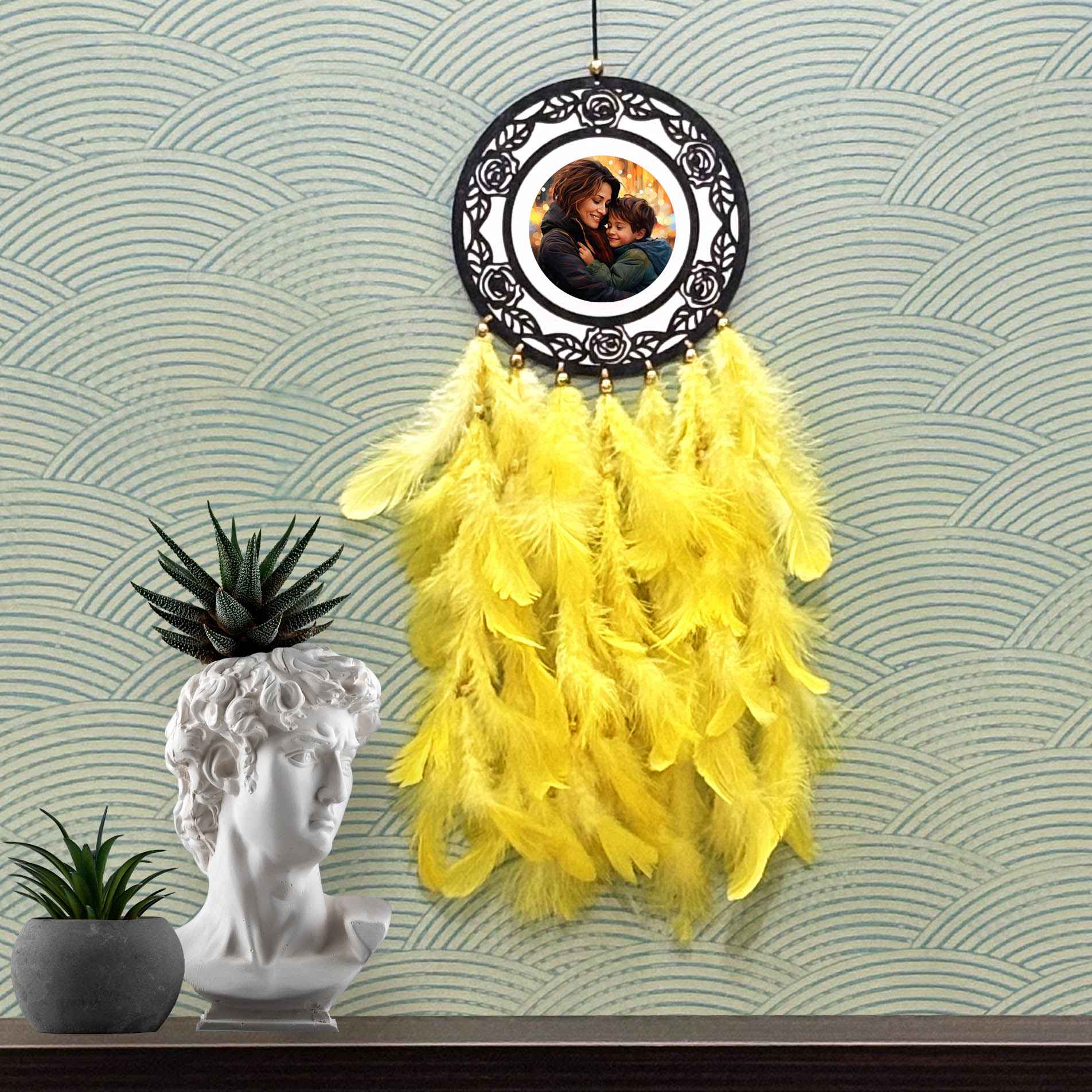 Custom Floral Frame Dream Catcher with Personalized Photo | Mother's Day Gift