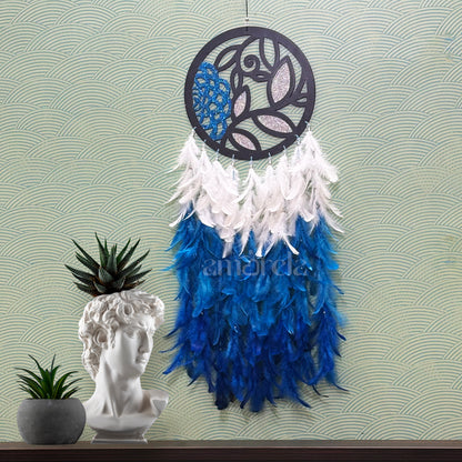 Designer Blue & White Big Dream Catcher with LED Light