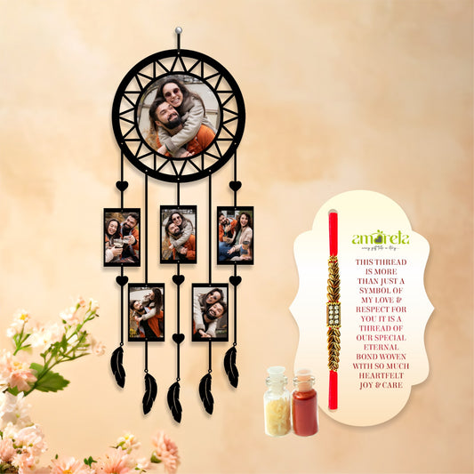 Personalized Wall Hanging with Photo Frames with Rakhi – Raksha Bandhan Photo Collage Gift