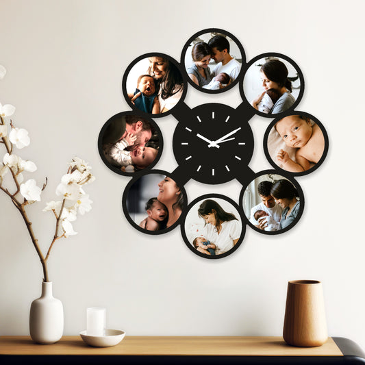 Large Round Personalized Clock – Showcase 8 Cherished Memories