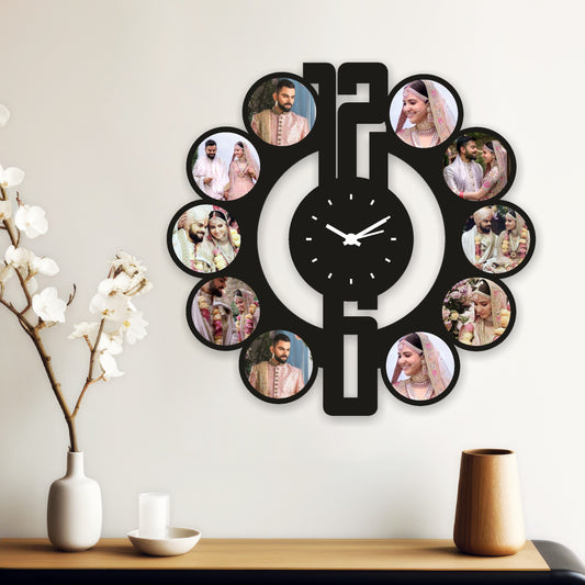 Large Round Designer Wall Clock – Personalize with 10 Cherished Memories