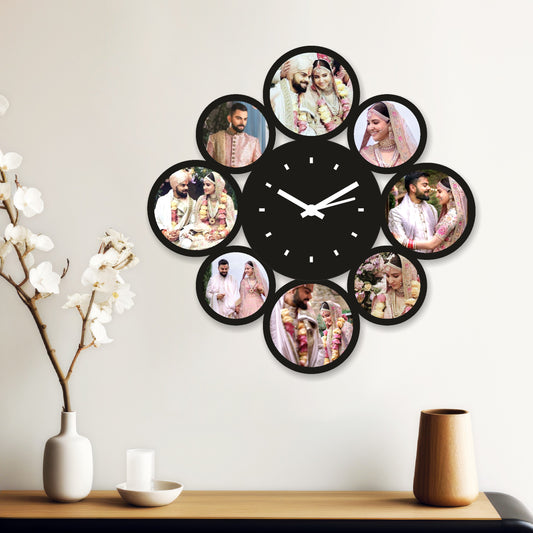 Large Personalized Round Wall Clock – Showcase 8 Special Memories