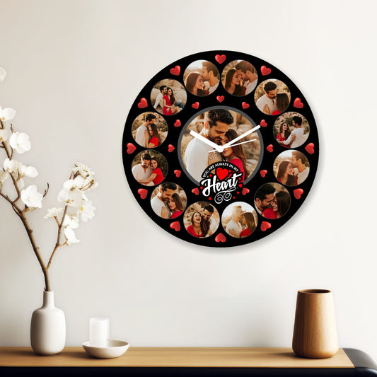 Square Designer Wall Clock – Personalize with 13 Photos for Your Special Moments