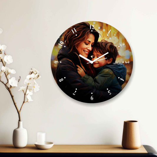 Personalized Round Wall Clock for Mother’s Day – Custom Photo Gift for Mom