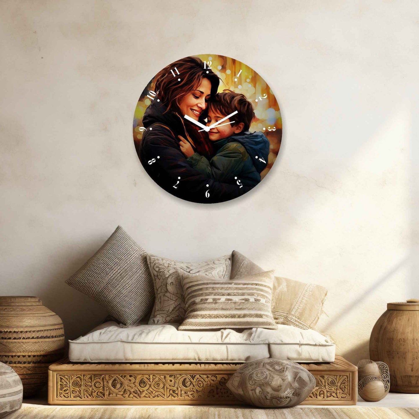 Personalized Round Wall Clock for Mother’s Day – Custom Photo Gift for Mom