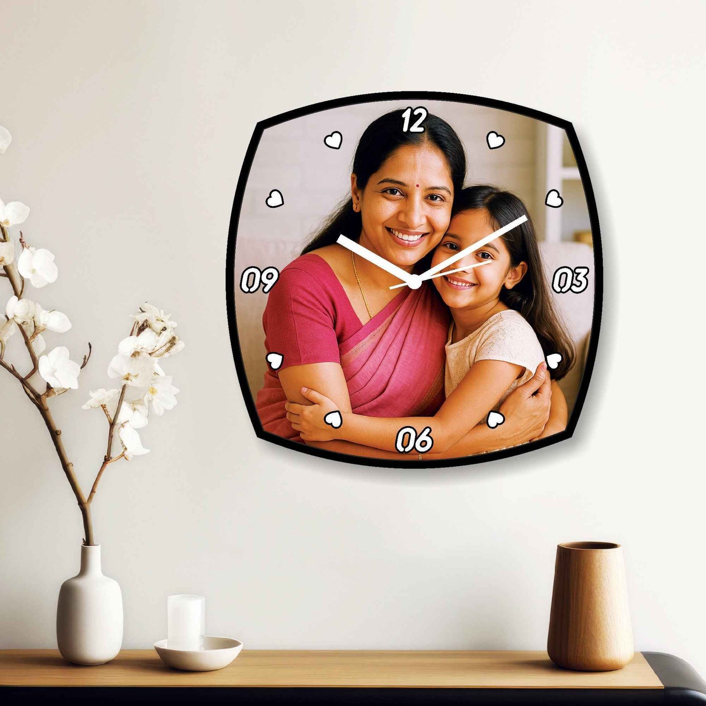 Mother’s Day Personalized Curved Wall Clock – Custom Photo Gift for Mom