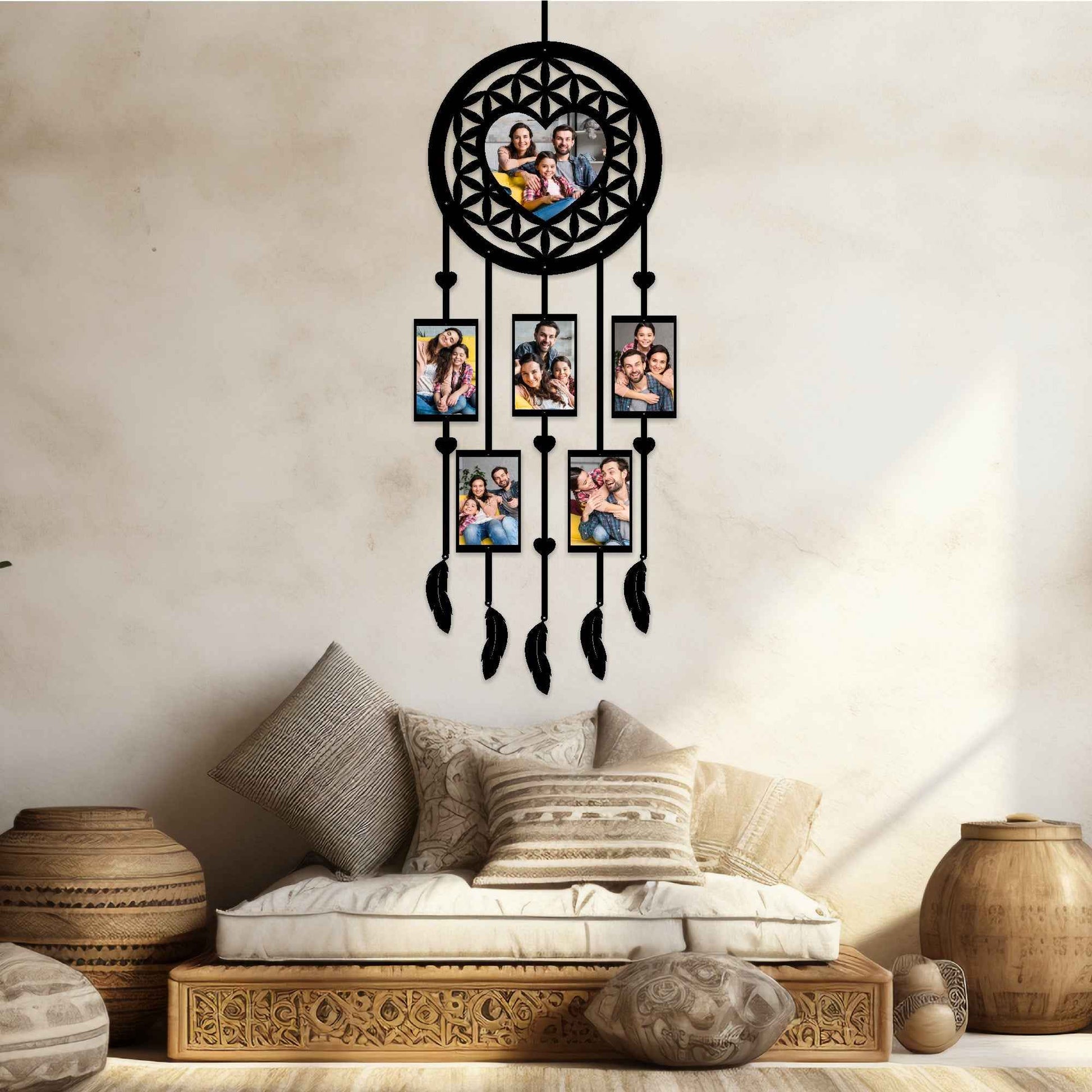 Personalized Heart Dream Catcher with Photo Frames – Custom Mother’s Day Gift