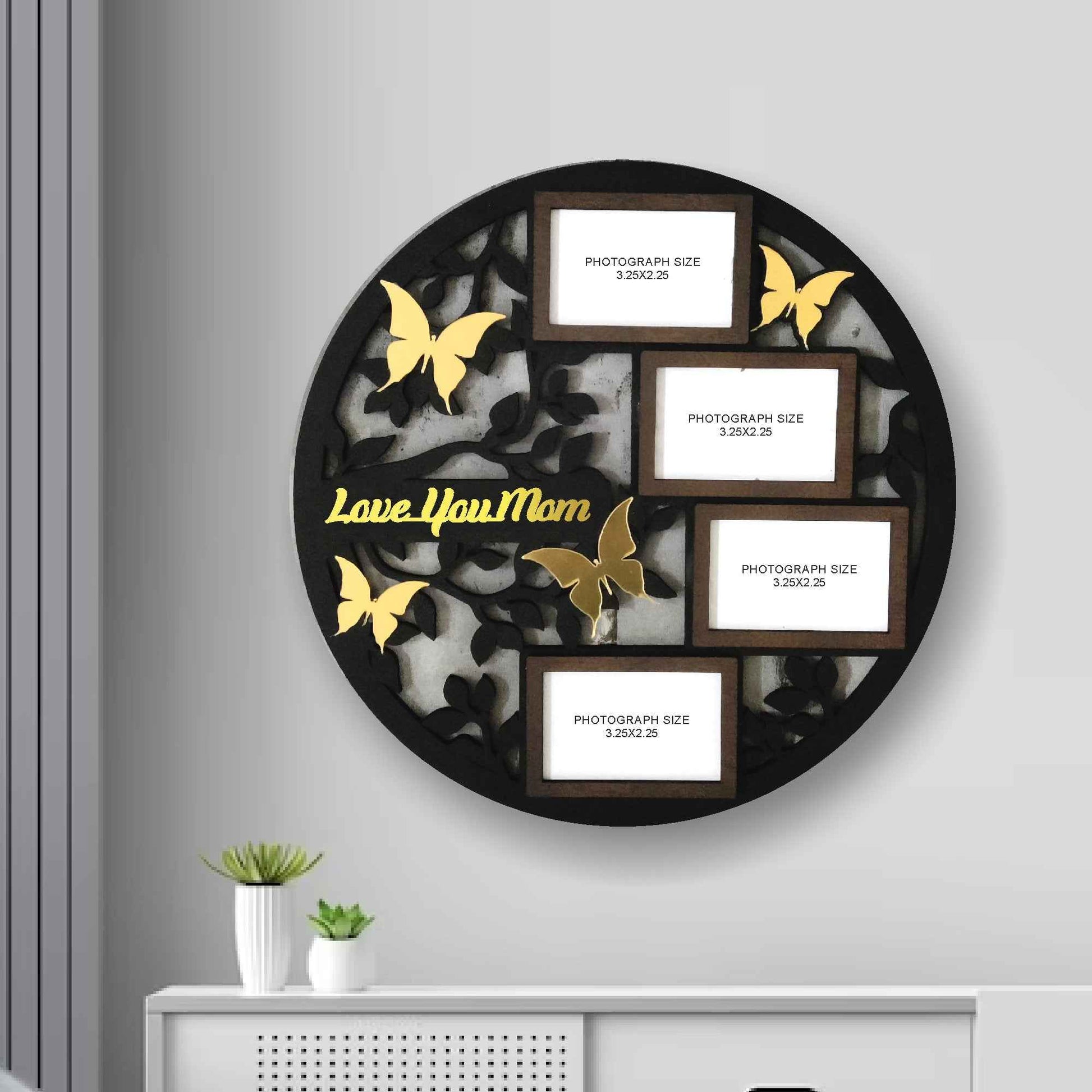 Custom Round Wooden Photo Frame | Personalized Wall Frame for 9 Photos